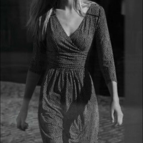 Anthro Maeve galena print 3/4 sleeve midi dress small - Picture 4 of 8